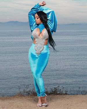 Aqua Blue Velvet Jewel Dress
